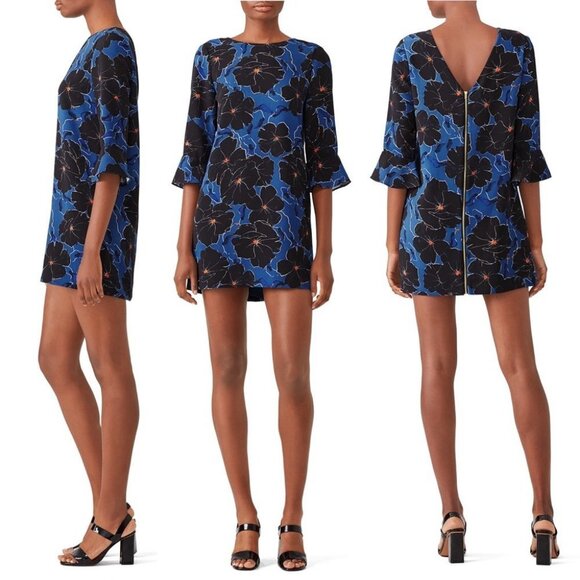 Nordstrom Cooper & Ella Matilda Mini Dress Blue Floral Size Large Ruffle Boho L - Picture 4 of 10